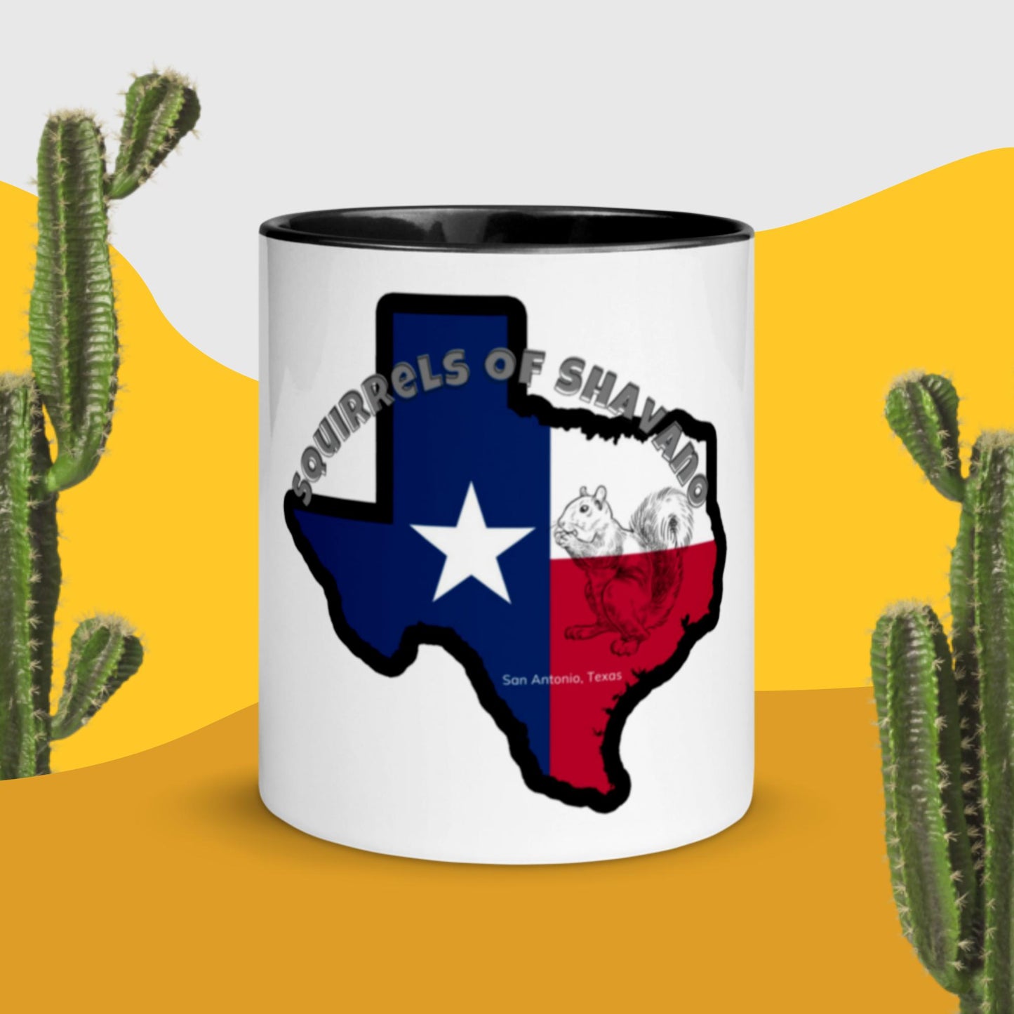 Squirrels of Shavano Texas Mug with Color Inside