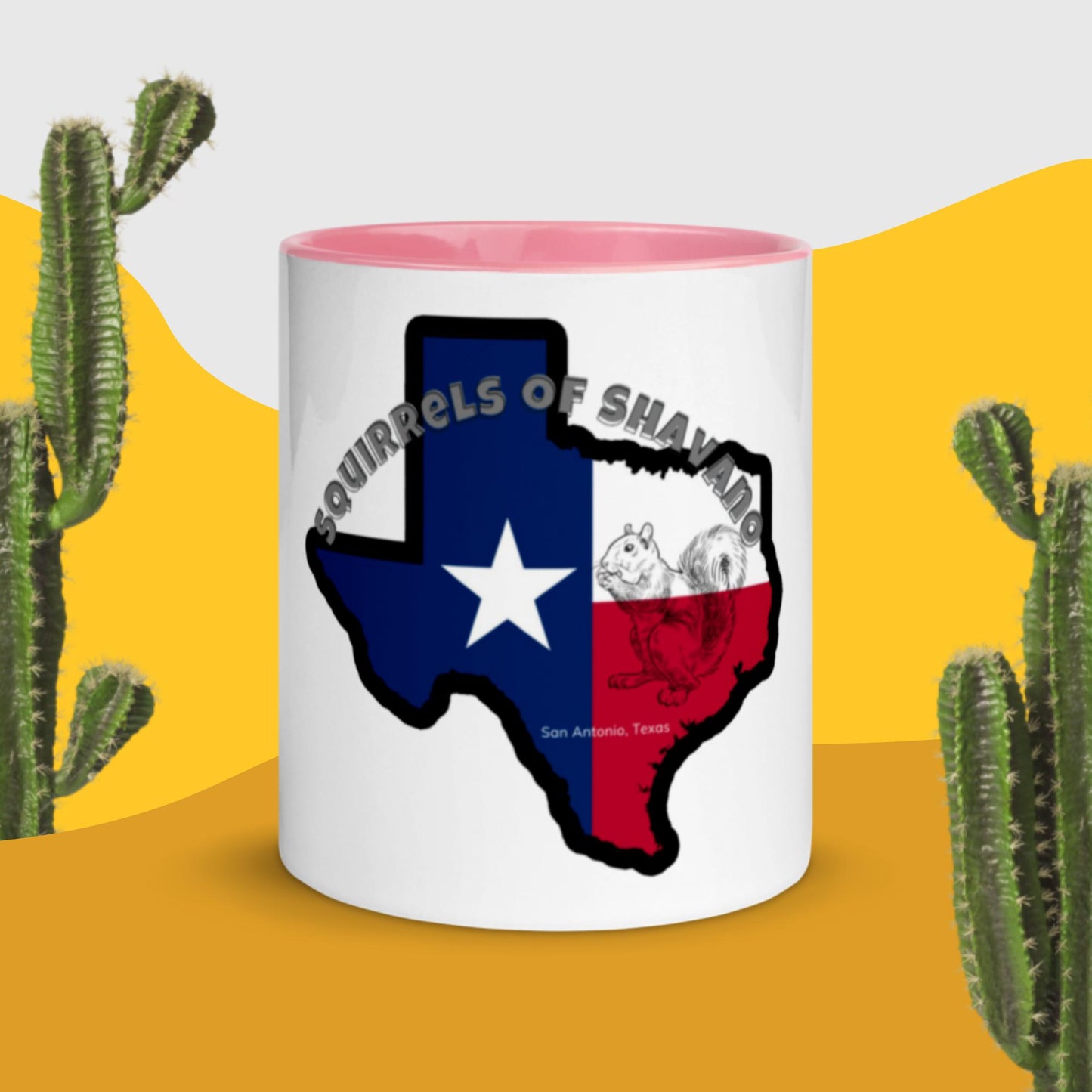 Squirrels of Shavano Texas Mug with Color Inside