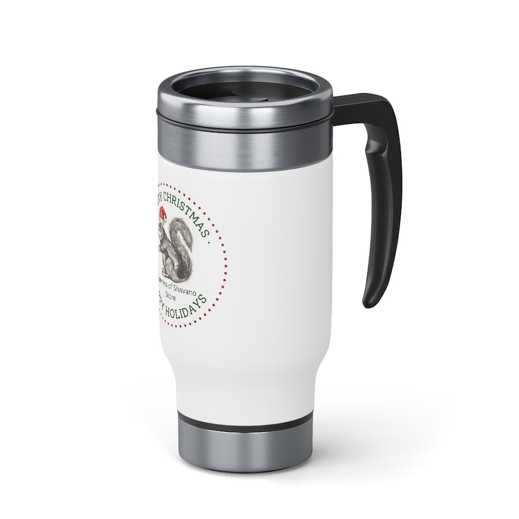 Squirrels of Shavano Holiday Stainless Steel Travel Mug with Handle, 14oz