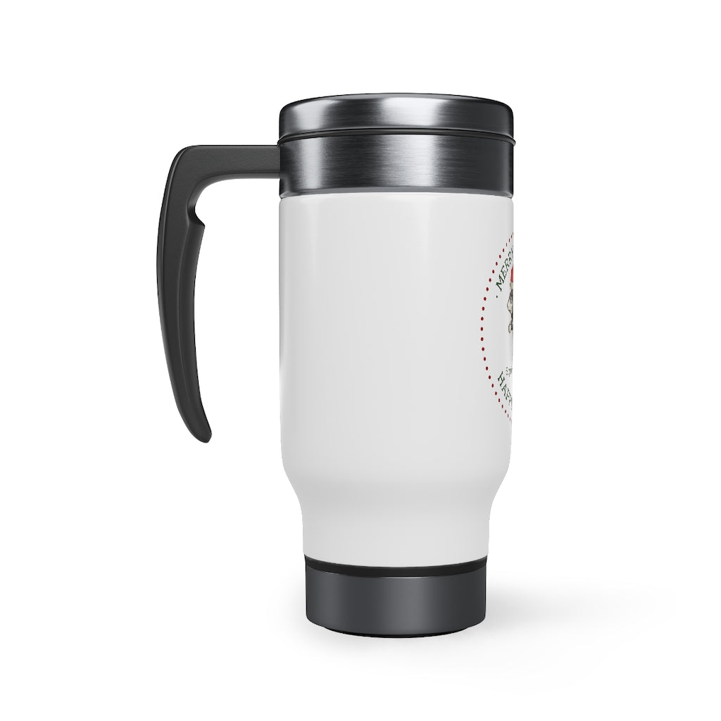 Squirrels of Shavano Holiday Stainless Steel Travel Mug with Handle, 14oz